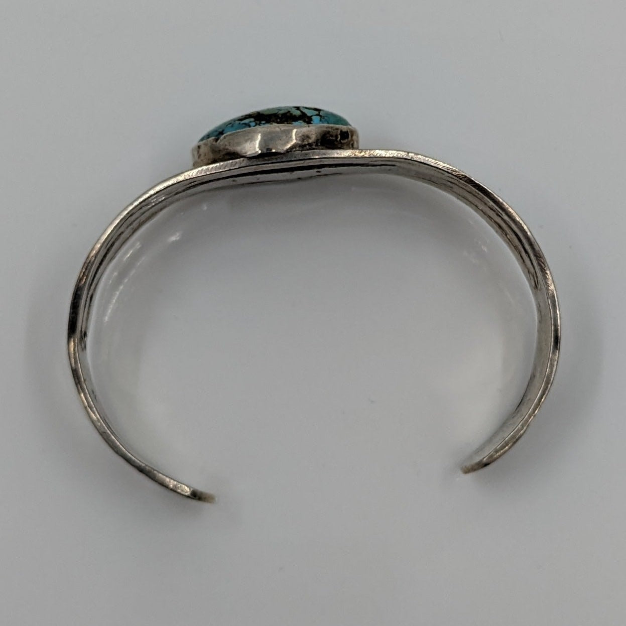 Navajo Whirling Log Turquoise and Ingot Silver Cuff, c. 1930s