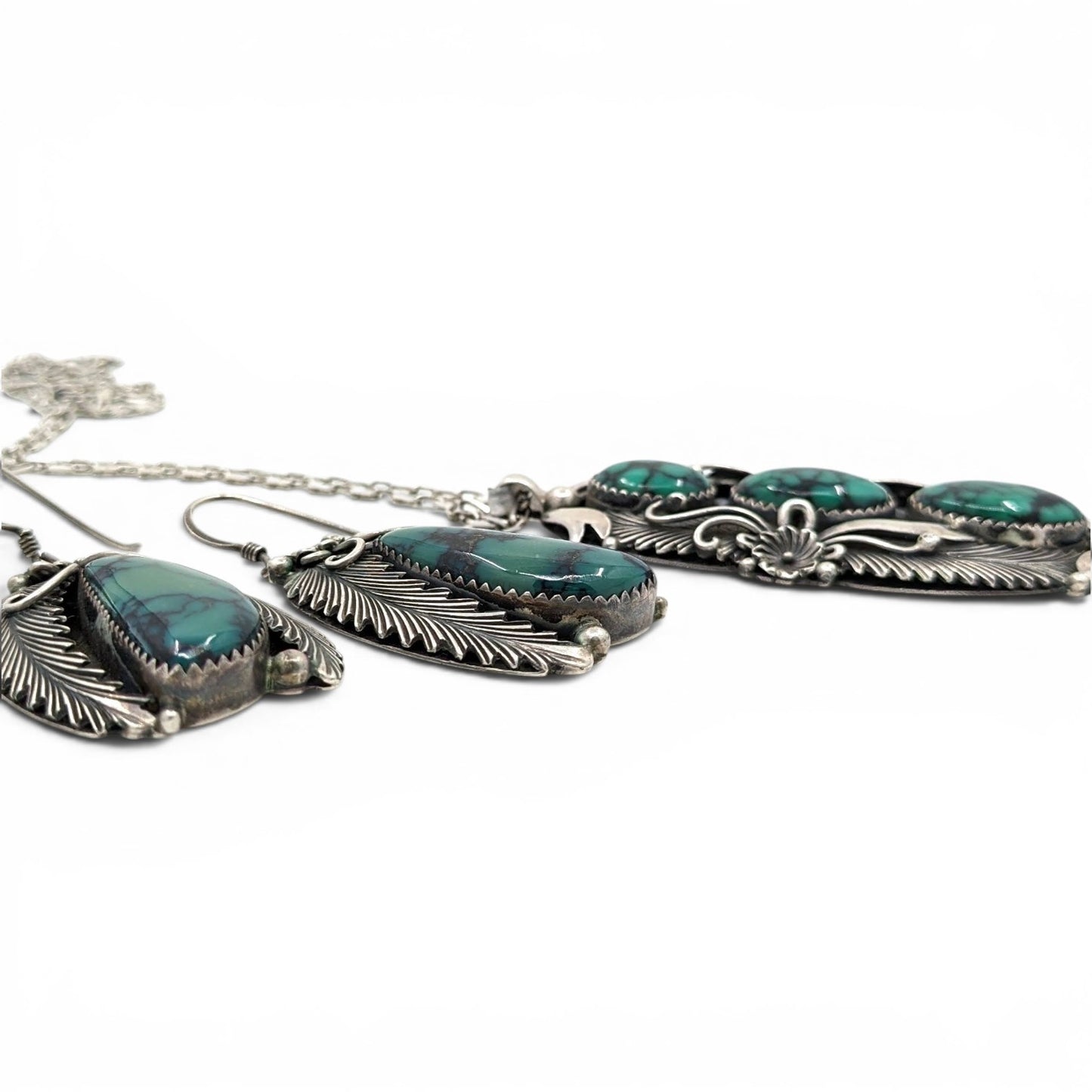 Peterson Johnson - Skyhorse Turquoise Pendant and Earrings Set