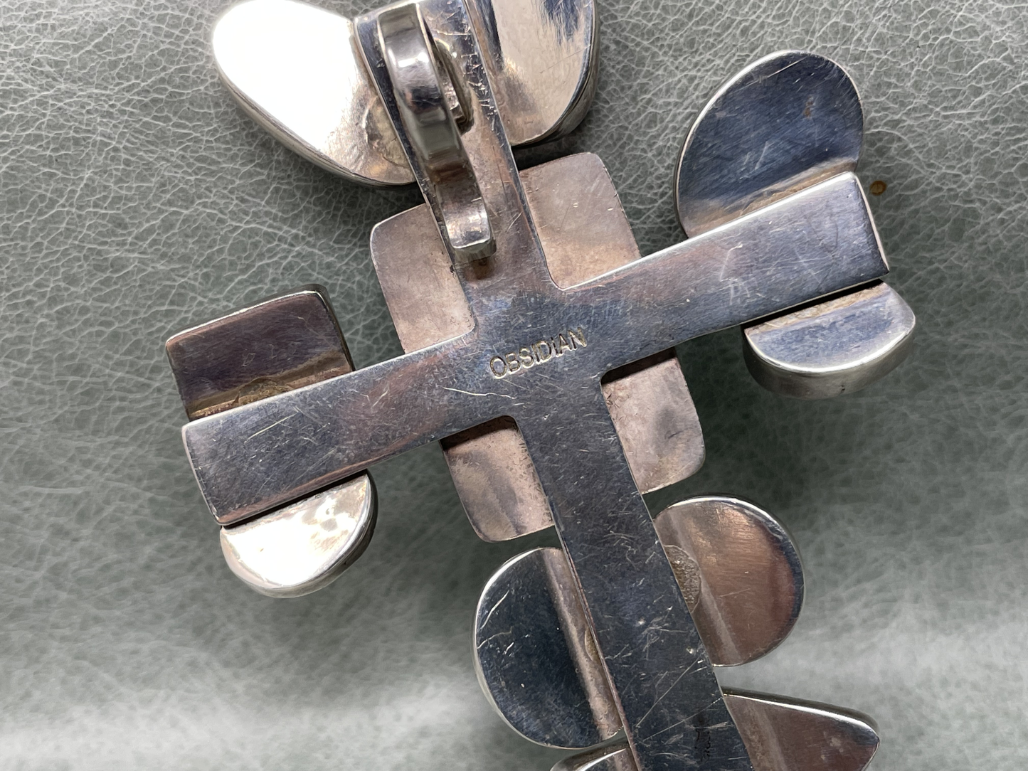 Obsidian Jewelry - 13 Stone Turquoise, Topaz, and Aquamarine Cross Pendant