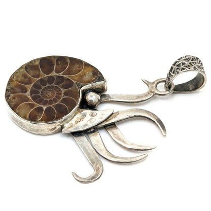 Ammonite and Sterling Nautilus Pendant