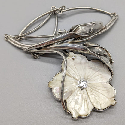 Sterling Calla Lily Necklace With Flower of Shell