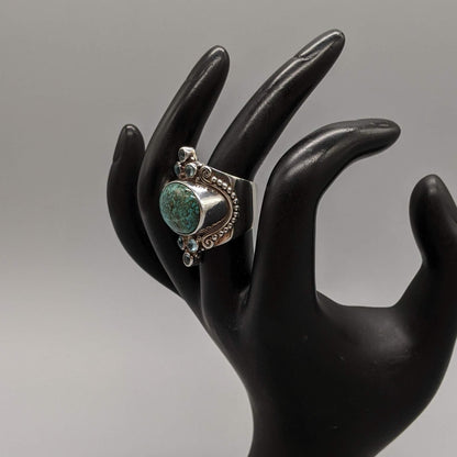 Sajen - Turquoise, Topaz, and Sterling Ring, Size 6.5