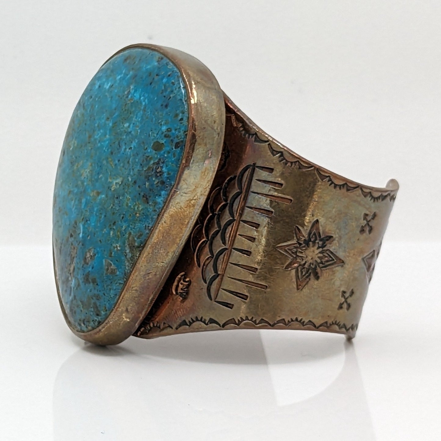 Milton Lee - Large Turquoise in Heavy Copper Cuff