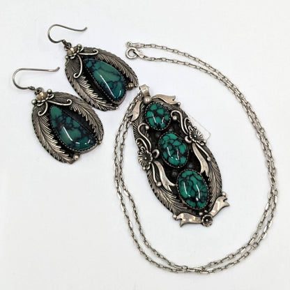 Peterson Johnson - Skyhorse Turquoise Pendant and Earrings Set