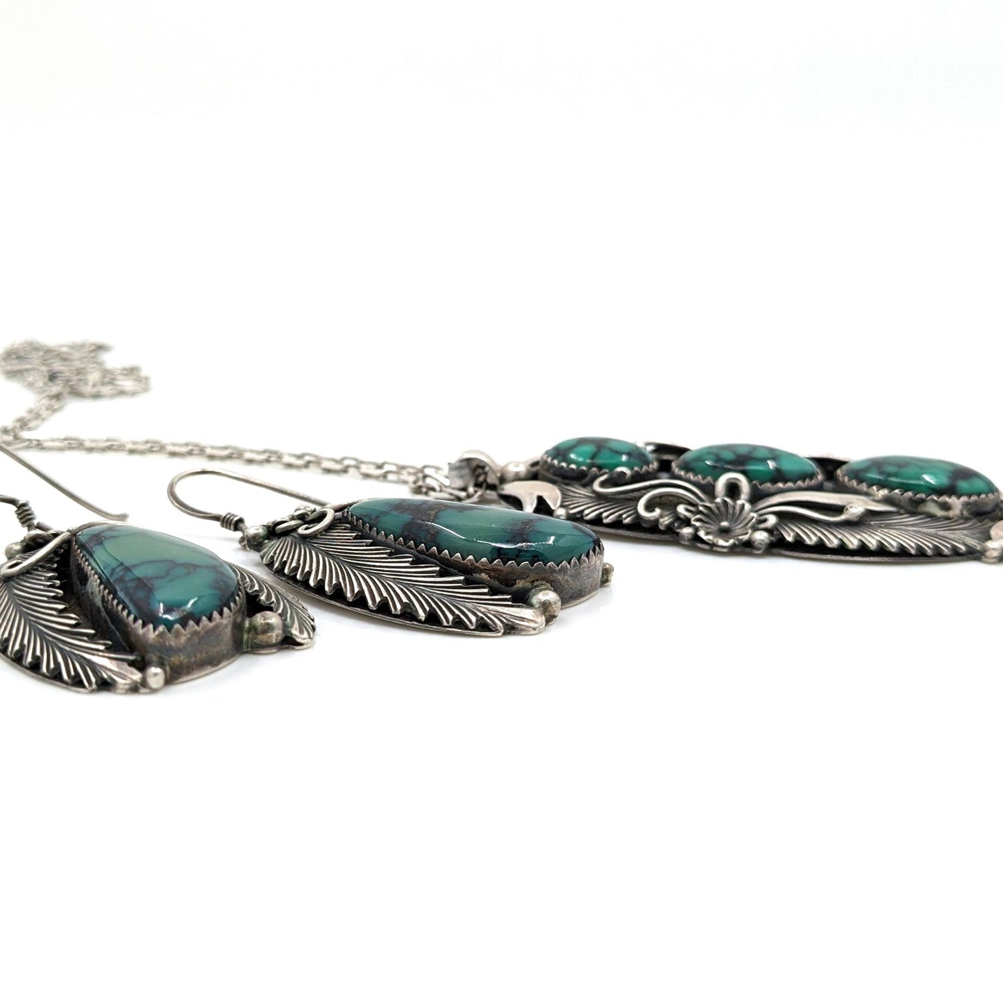 Peterson Johnson - Skyhorse Turquoise Pendant and Earrings Set