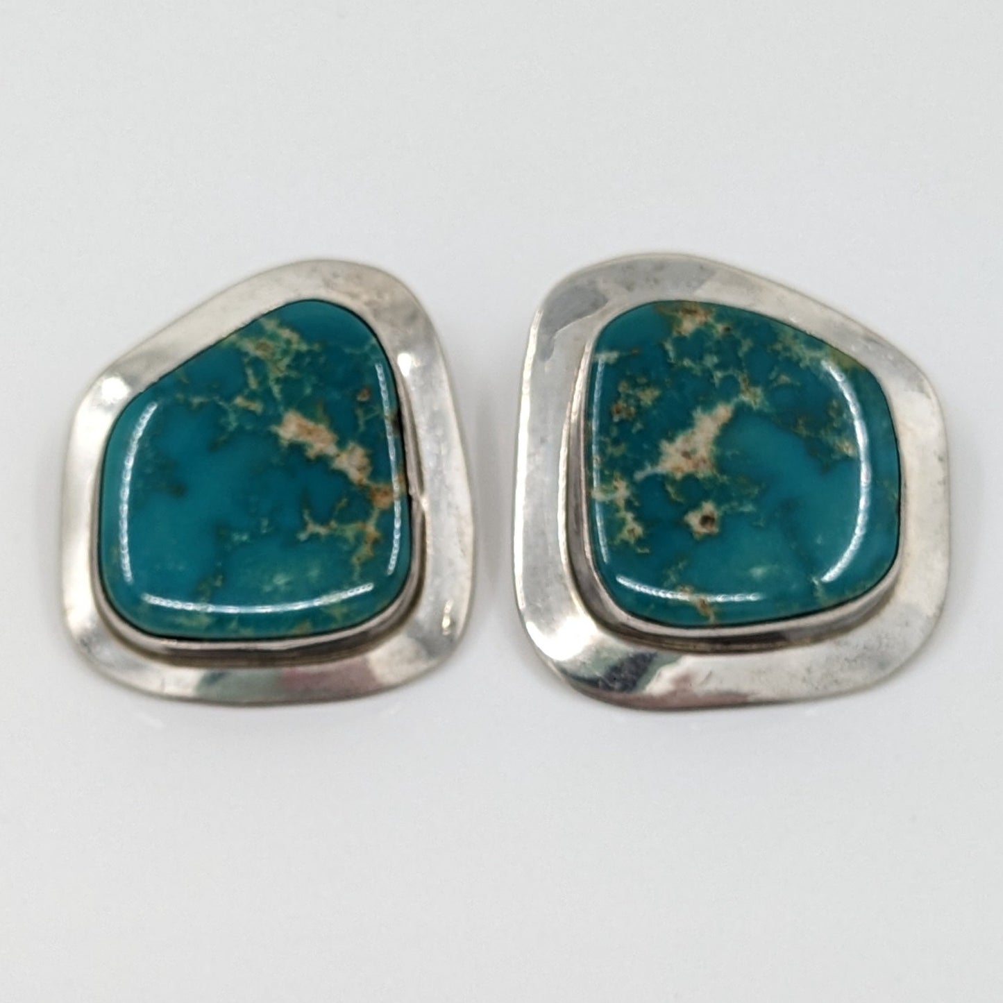 Turquoise and Sterling Bordered Earrings