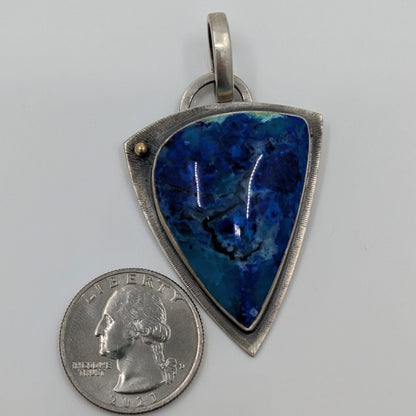 Warren Allen (Aztex Silver) - Bluebird Azurite Chrysocolla Gem Silica Chalcedony Pendant