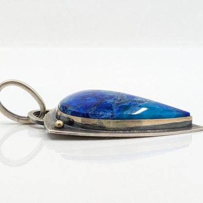 Warren Allen (Aztex Silver) - Bluebird Azurite Chrysocolla Gem Silica Chalcedony Pendant