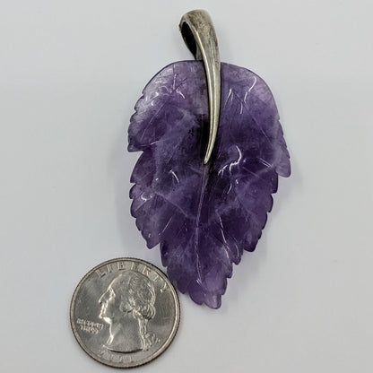 Whitney Kelly - Sterling and Carved Amethyst Leaf Pendant