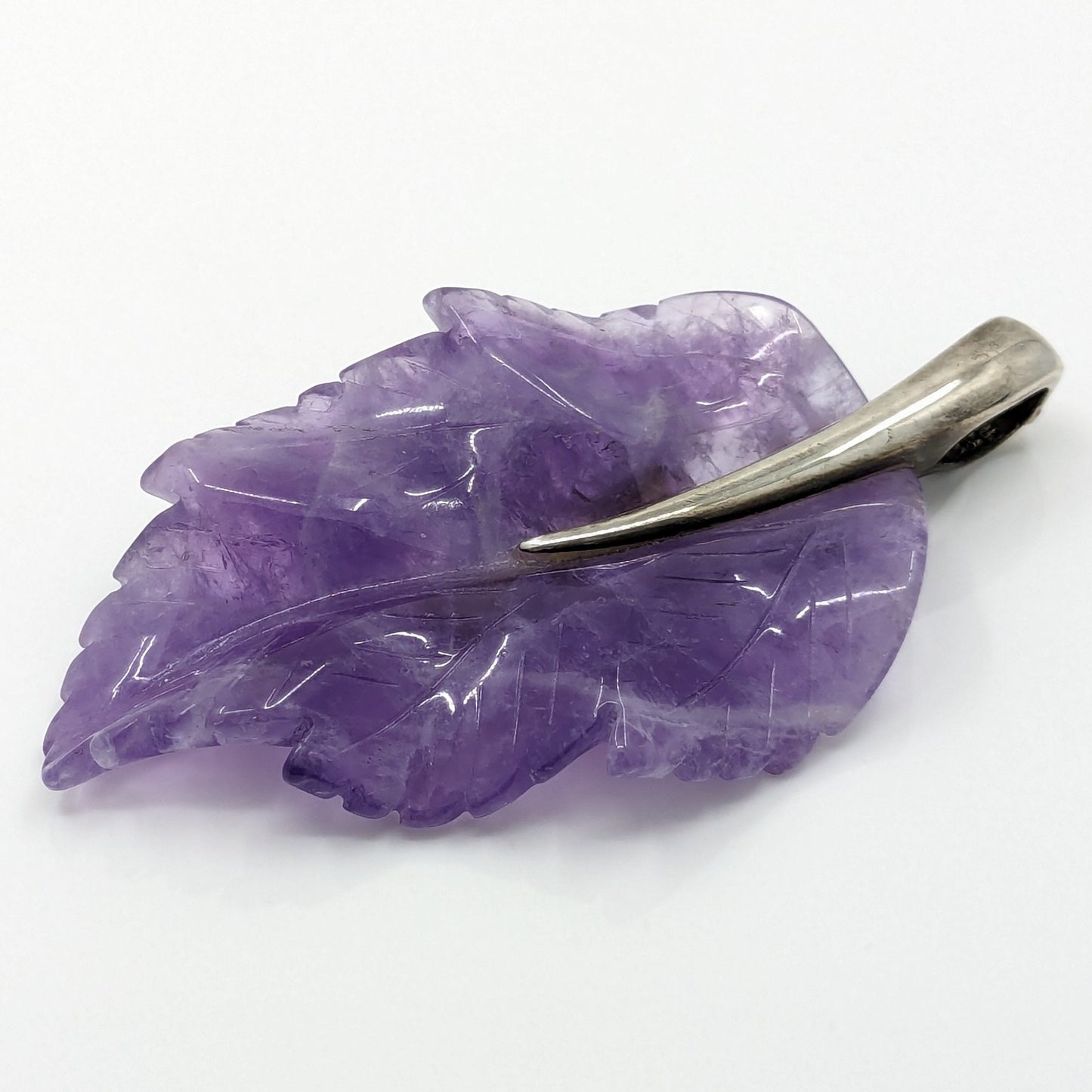 Whitney Kelly - Sterling and Carved Amethyst Leaf Pendant