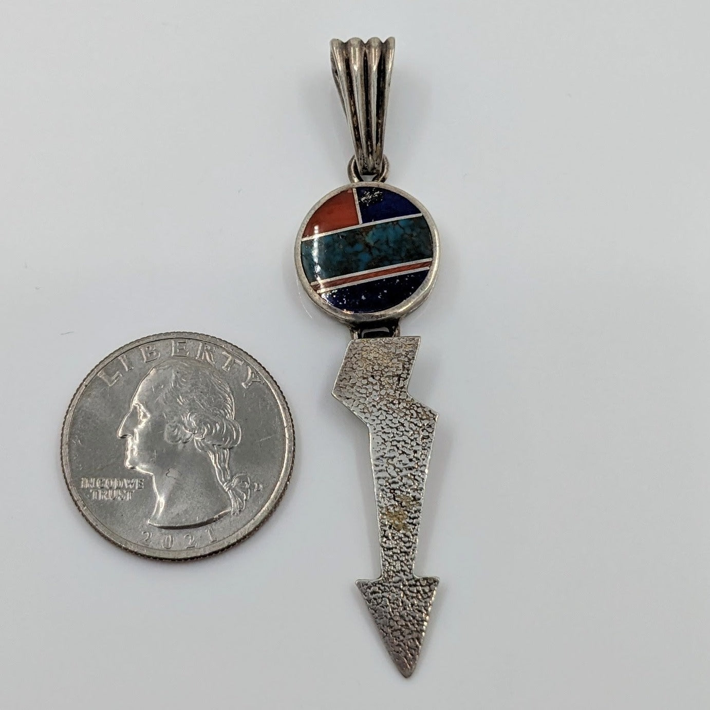 Ray Tracey & Knifewing Segura - Multi-stone Inlay Pendant With Lightening Bolt