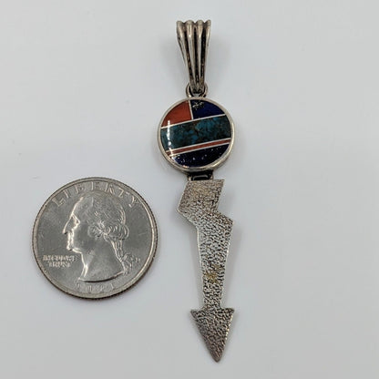 Ray Tracey & Knifewing Segura - Multi-stone Inlay Pendant With Lightening Bolt