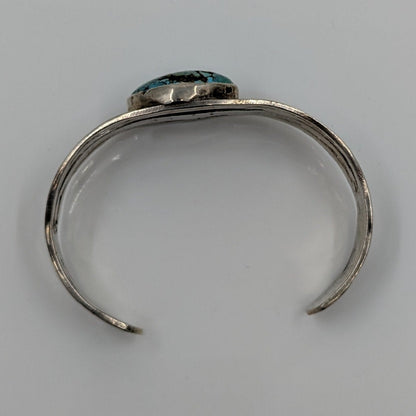 Navajo Turquoise and Ingot Silver Cuff with Stamped Designs, c. 1930s