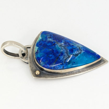 Warren Allen (Aztex Silver) - Bluebird Azurite Chrysocolla Gem Silica Chalcedony Pendant