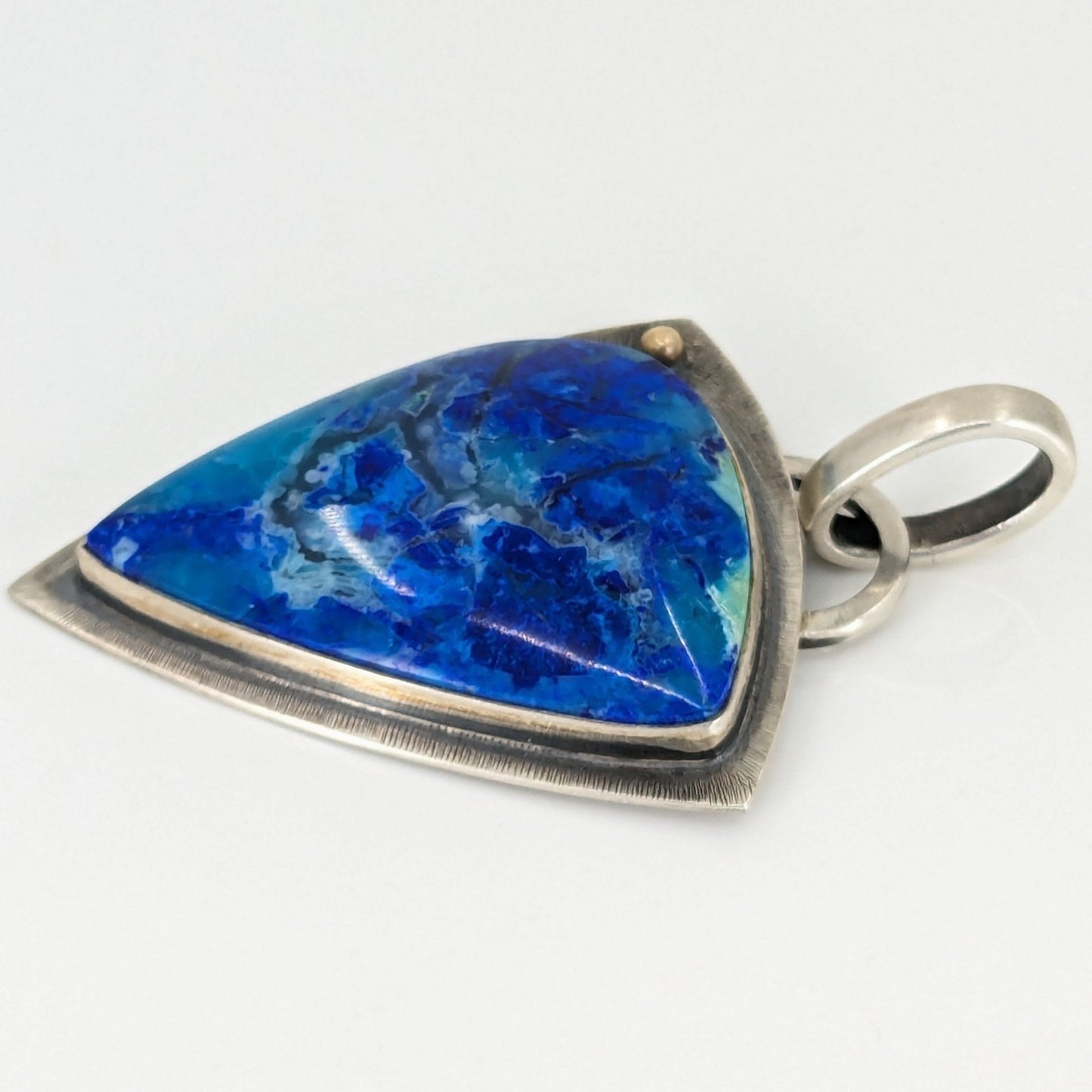 Warren Allen (Aztex Silver) - Bluebird Azurite Chrysocolla Gem Silica Chalcedony Pendant