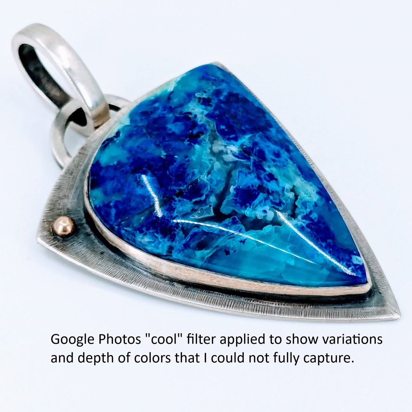 Warren Allen (Aztex Silver) - Bluebird Azurite Chrysocolla Gem Silica Chalcedony Pendant