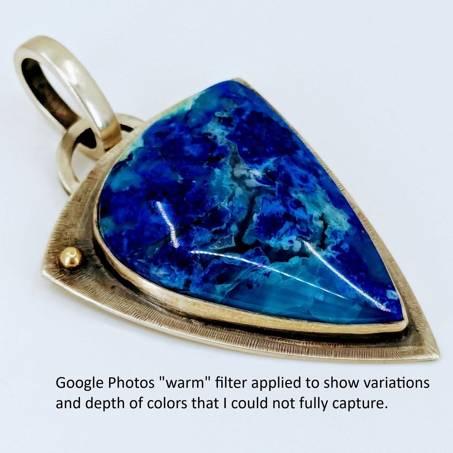 Warren Allen (Aztex Silver) - Bluebird Azurite Chrysocolla Gem Silica Chalcedony Pendant