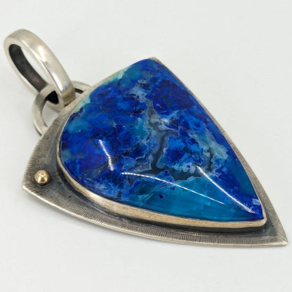 Warren Allen (Aztex Silver) - Bluebird Azurite Chrysocolla Gem Silica Chalcedony Pendant