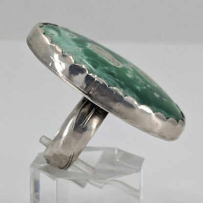 Large Oval Shaped Lucin Variscite and Sterling Ring, Size 7