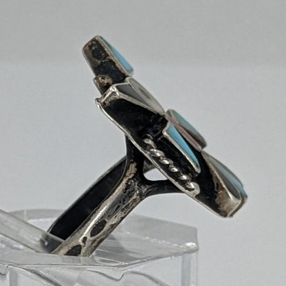 Zuni Thunderbird Inlay Ring, c. 1960s, Size 5