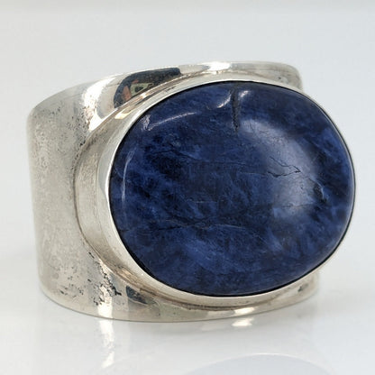 Harlene Korey (Kalibre 1985) - Sterling and Sodalite Ring (Size 8.75) & Earrings Statement Set