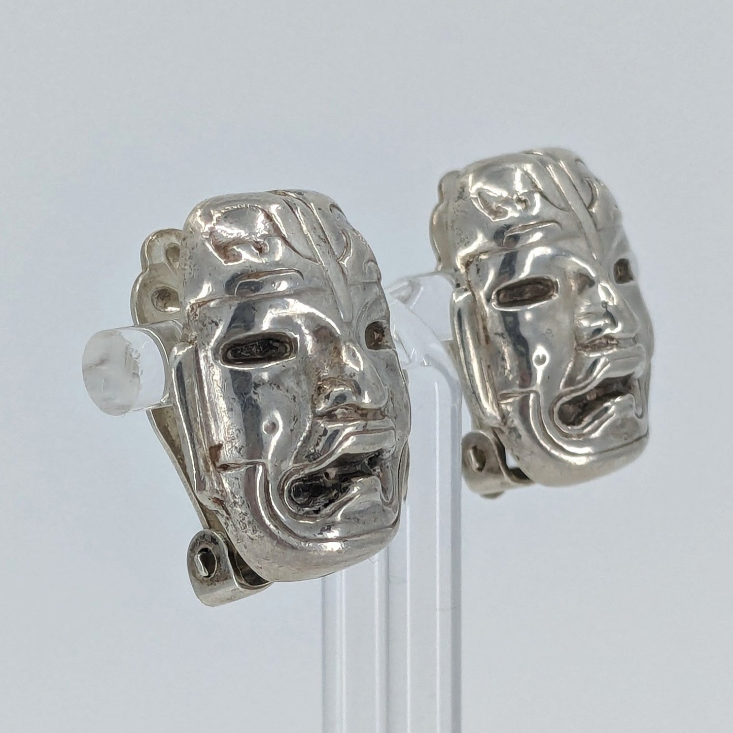 Olmec Heads Sterling Silver Earrings