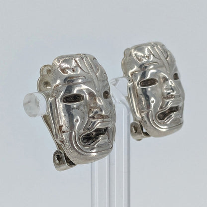 Olmec Heads Sterling Silver Earrings