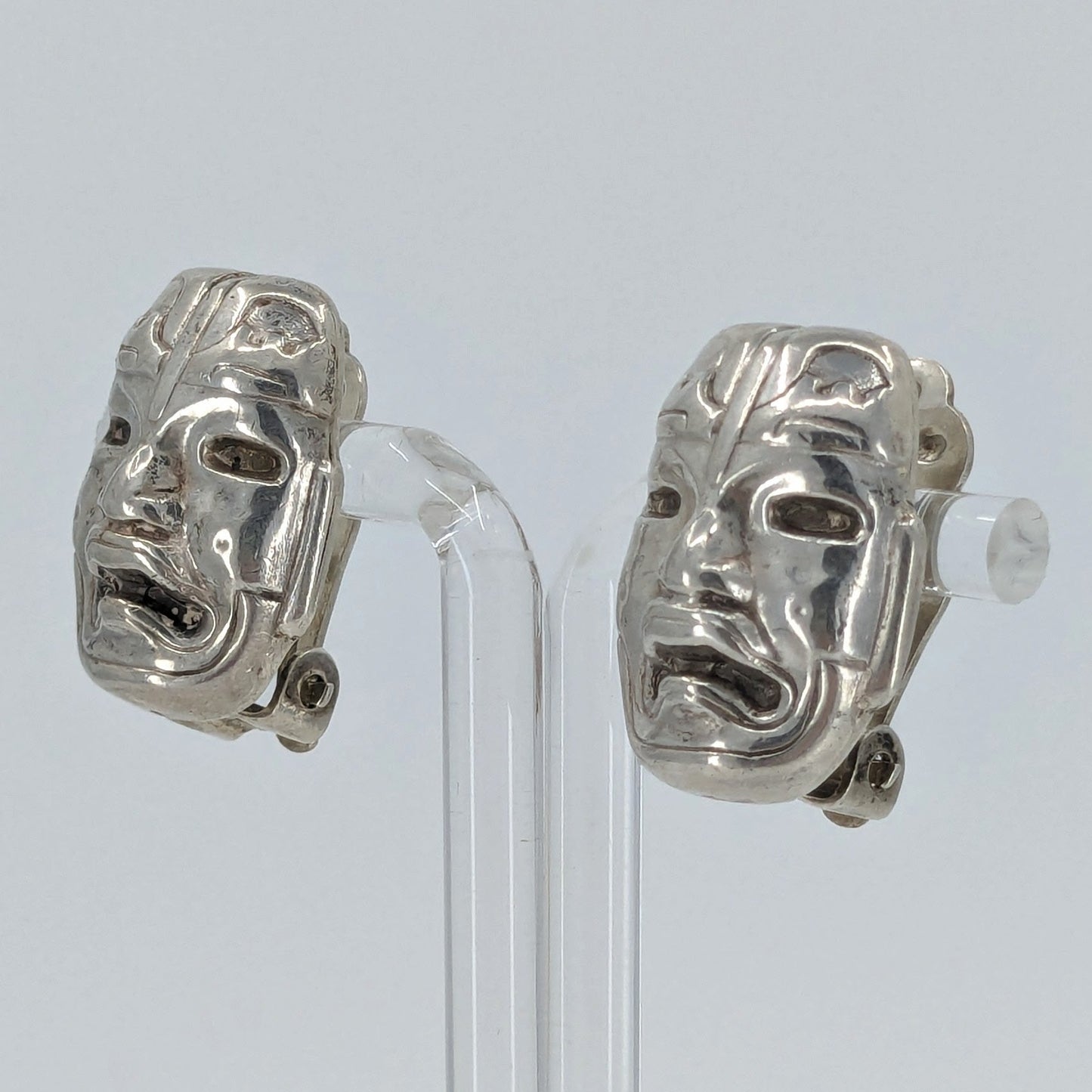 Olmec Heads Sterling Silver Earrings