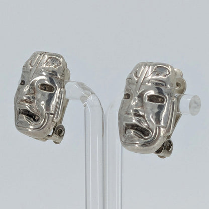 Olmec Heads Sterling Silver Earrings