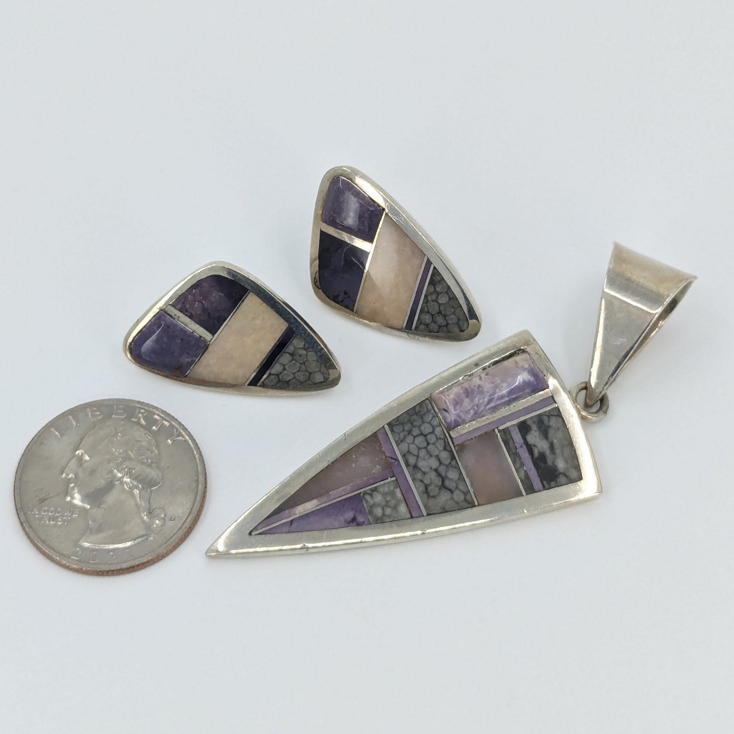 Ray Tracey & Knifewing Segura - Sugilite & Other Stones Pendant & Earrings Set