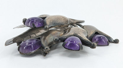 Valentin Vidaurreta (Attributed) - Vintage Taxco Sterling and Amethyst Tulip Brooch, c. 1930-40s