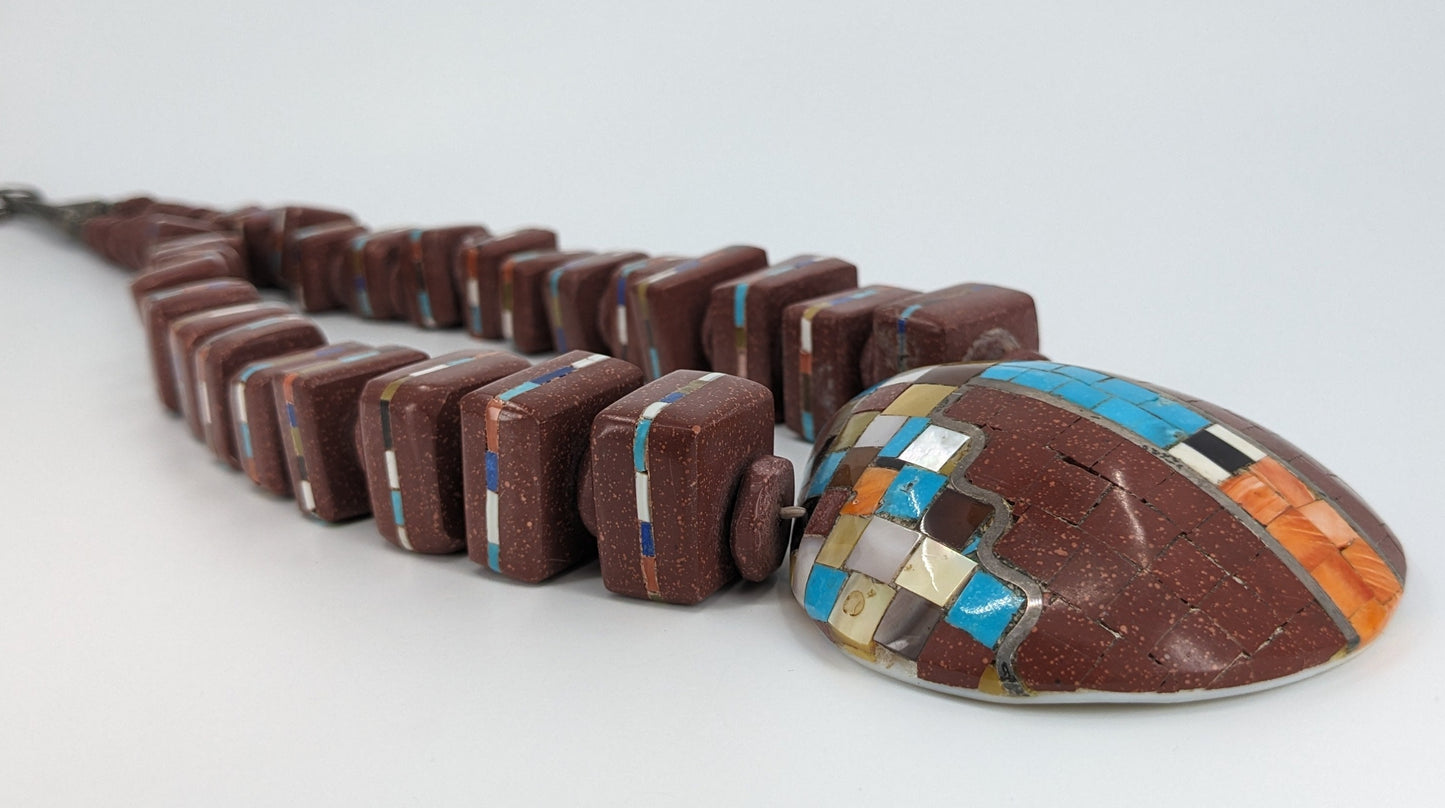 Raymond Rosetta - Heavy Stone and Shell Santo Domingo (Kewa) Necklace