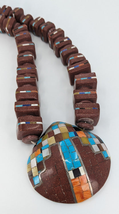 Raymond Rosetta - Heavy Stone and Shell Santo Domingo (Kewa) Necklace