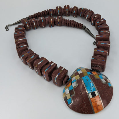 Raymond Rosetta - Heavy Stone and Shell Santo Domingo (Kewa) Necklace