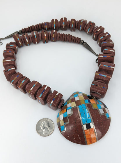 Raymond Rosetta - Heavy Stone and Shell Santo Domingo (Kewa) Necklace