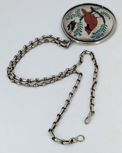 Silas & Bertie Ohmsatte - Zuni Cardinal & Blue Jay with Butterflies Spinner Necklace