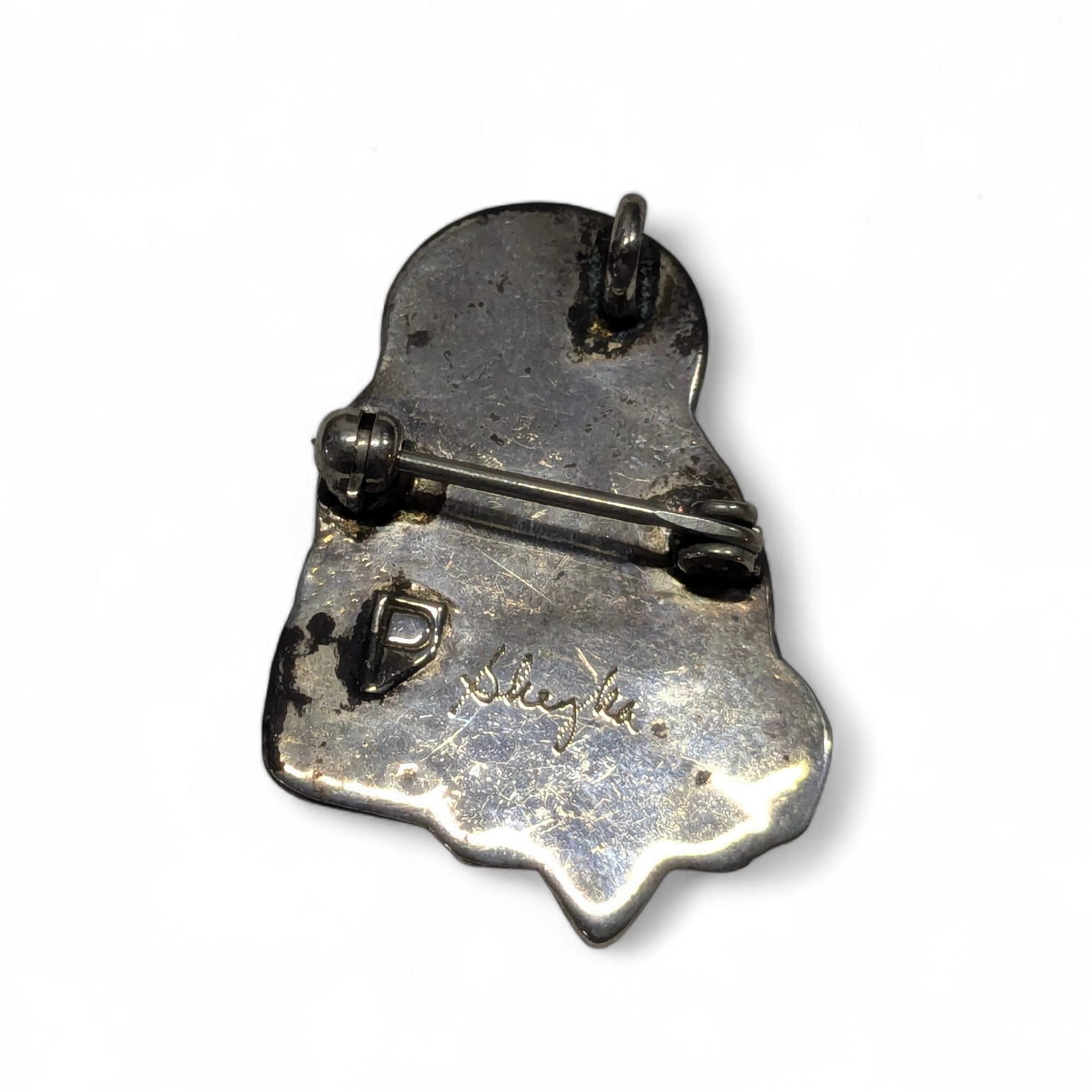 Porfilio Sheyka (Zuni) - Owl Inlay Pendant/Brooch