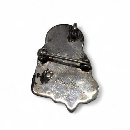 Porfilio Sheyka (Zuni) - Owl Inlay Pendant/Brooch