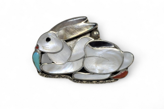 Porfilio Sheyka (Zuni) - Rabbit Inlay Pendant/Brooch