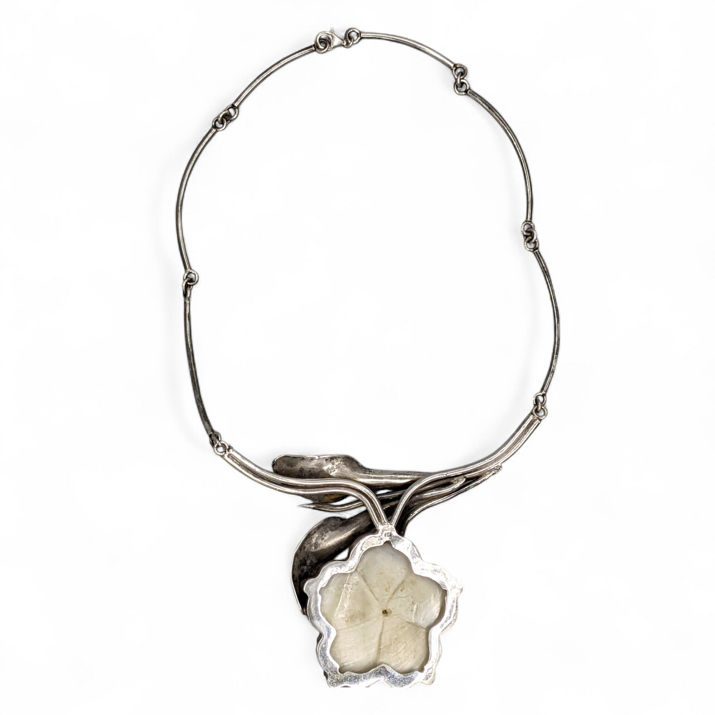 Sterling Calla Lily Necklace With Flower of Shell