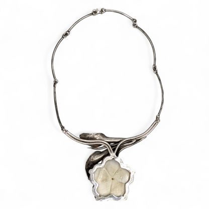 Sterling Calla Lily Necklace With Flower of Shell
