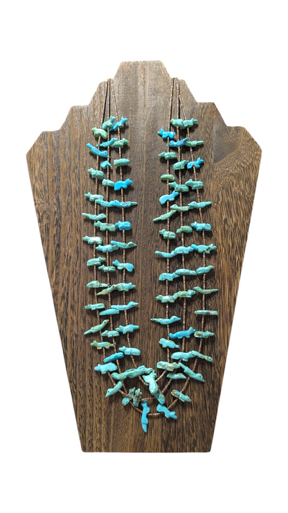 Lavina Kaskalla - Vintage Zuni 3-Strand Turquoise Fetish Necklace