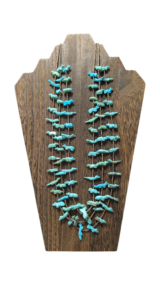 Lavina Kaskalla - Vintage Zuni 3-Strand Turquoise Fetish Necklace