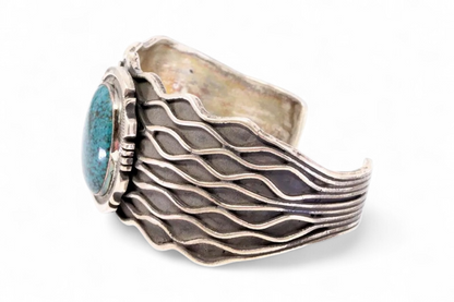 Emer Thompson - Dark Green Turquoise and Sterling Cuff