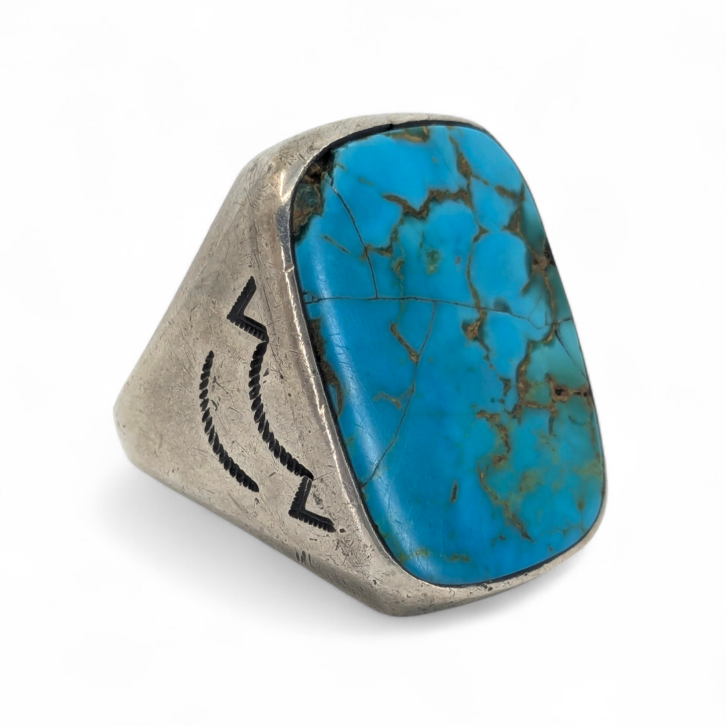 Hefty, Vintage, Navajo Turquoise & Sterling Ring, Size 11.5