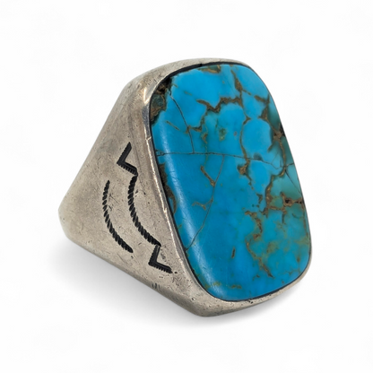 Hefty, Vintage, Navajo Turquoise & Sterling Ring, Size 11.5