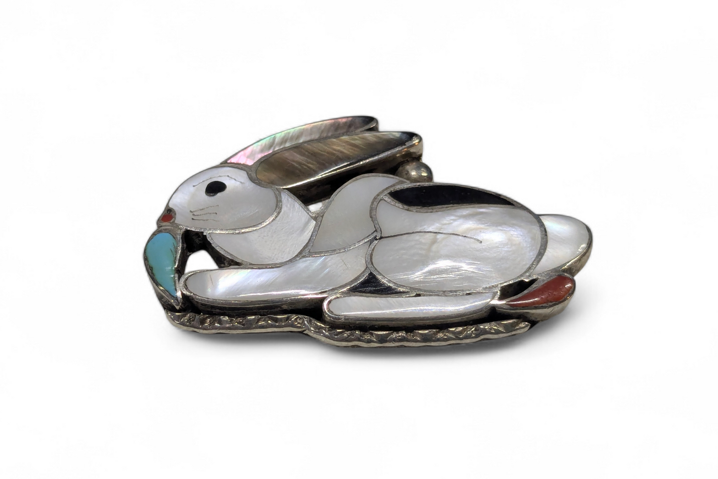 Porfilio Sheyka (Zuni) - Rabbit Inlay Pendant/Brooch