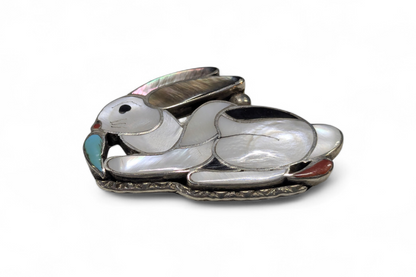 Porfilio Sheyka (Zuni) - Rabbit Inlay Pendant/Brooch