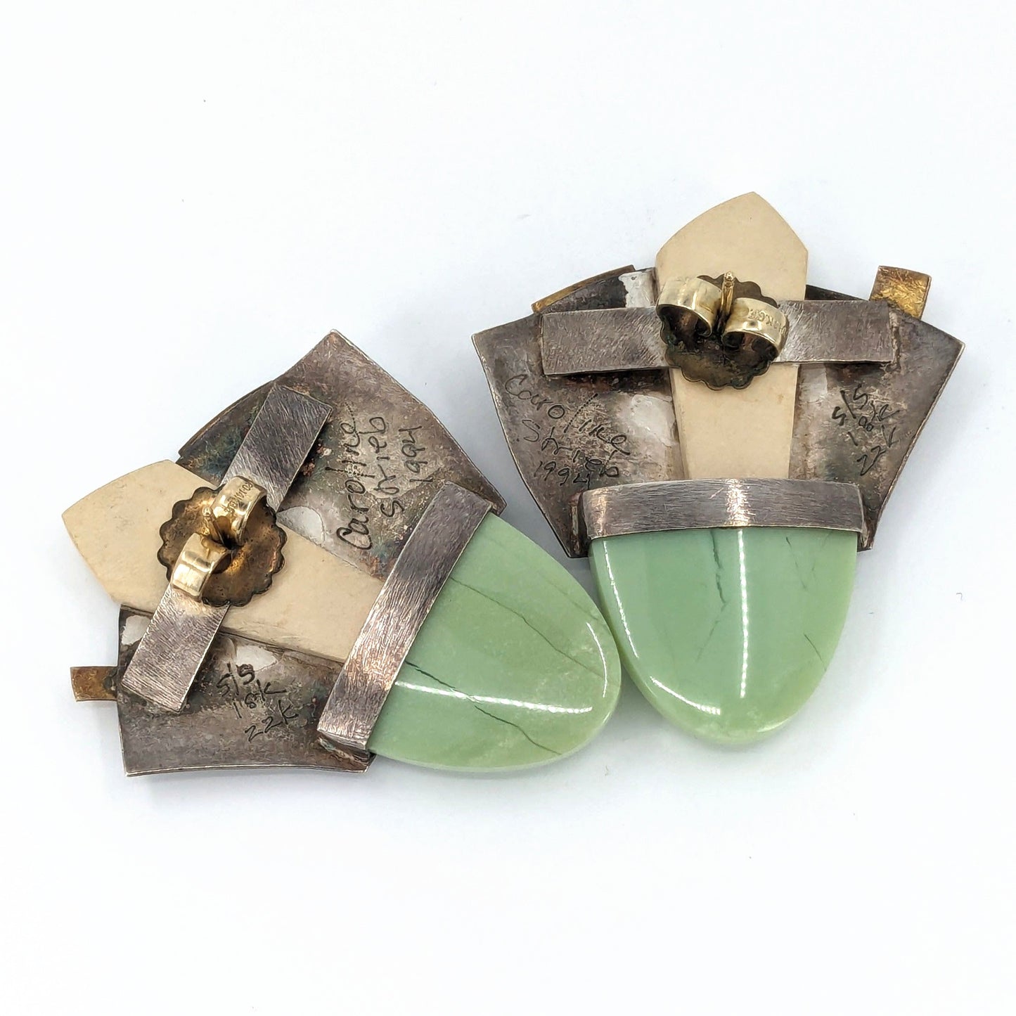 Caroline Strieb & Eric Russell - Contemporary Sterling, 18k, 22k, and Semi-precious Stone Earrings