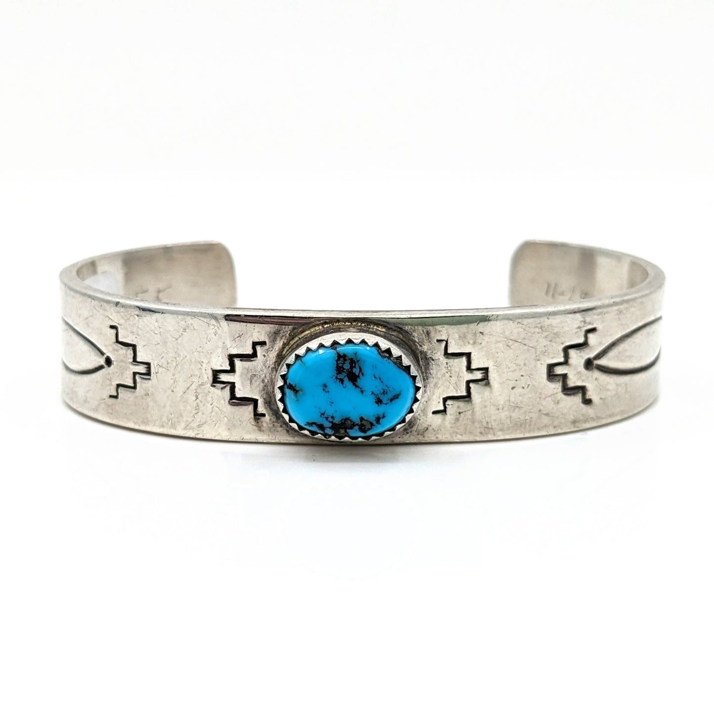 Glenn Paquin - Sterling Stamped Cuff With Blue Turquoise Stone